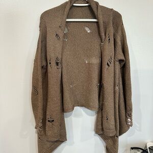 Stylish Distressed Brown Cardigan